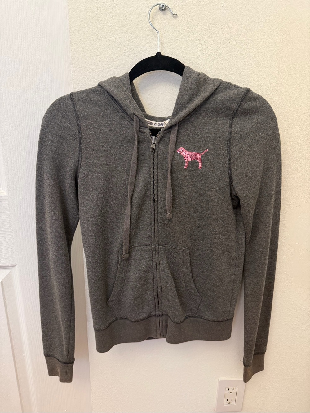 Victoria's Secret Kids Gray Hoodie with Pink Sequin Heart - Picture 2 of 6